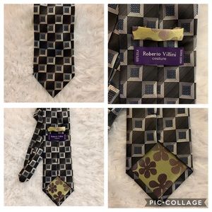 Roberto Villini Couture Silk Gray/Silver/Blue Tie